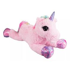 Imagem de Unicórnio Rosa Deitado 80cm - Pelúcia