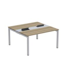 Imagem de Mesa Plataforma Dupla com Pé de Aço para Coworking 140X140/2P PDC14/14/2P Noce Naturalle/Cinza