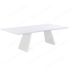 Imagem de Mesa de Jantar Nirvana Livia 180 cm Retangular Borda Arredondada Madeira Vidro Colado Off White