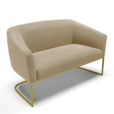 Imagem de Sofá Namoradeira 2 Lugares Base Industrial Dourado Stella Suede D03 - D'rossi Cor Marrom Rato