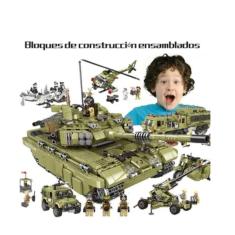 Imagem de Tanque de montagem de quebra-cabeça de brinquedo ou helicóptero compatível com LEGO