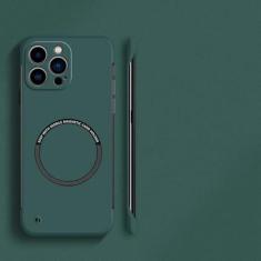 Imagem de Capa de telefone magnética sem moldura ultrafina e rígida para PC para iPhone 15 14 Pro Max 13 12 Mini 11 Pro Max Capa sólida de cor fosca, verde escuro, para iPhone 15 Plus