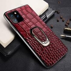 Imagem de Suporte de anel de impressão de crocodilo Capa de telefone de couro para iPhone 13 Pro Max 12 Mini 11 12 Pro Max X XS max XR 7 6 6s 7 8 plus 5 SE 2020 Capa traseira magnética, vermelha, para iPhone