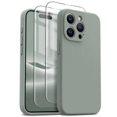 Imagem de HIKII Capa para iPhone 15 Pro Max, silicone atualizado à prova de choque [pacote com 2 protetores de tela] [compatível com Magsafe] [proteção da câmera], forro de microfibra antiarranhões, 17 cm,