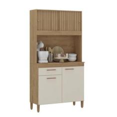 Imagem de Armário De Cozinha Ceara 4 Portas 1 Gaveta Atualle Canelato 3D Off Whi