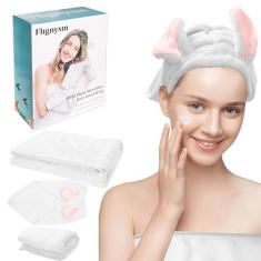 Imagem de fhgnysm Conjunto de toalhas premium de microfibra, incluindo turbantes de cabelo para cabelos molhados, pano de lavagem e toalha de banho), toalhas altamente absorventes para banheiro, academia, hotel
