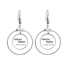 Imagem de No worries Citação Art Deco, brincos modernos, pendurados, argola, joias, círculo