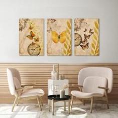 Imagem de Kit 3 Quadros Decorativos Borboleta Vintage