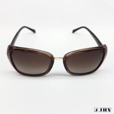 Imagem de Óculos De Sol Feminino Redondo Marrom Proteção UV JHV 154