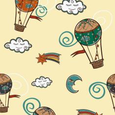 Imagem de Papel de Parede Balões Vintage para Quarto Infantil 57x270cm