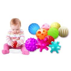 Imagem de Conjunto de 10 bolas sensoriais DikDok para bebês crianças, 6 a 12 meses de bolas de brinquedo para bebês e pequenos massagens macias texturizadas multibolas