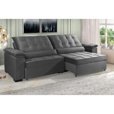 Imagem de Sofá Retrátil e Reclinável RENEW 2.30m ESTILO ESTOFADOS - França Velusoft Cor &quot;Cinza&quot;