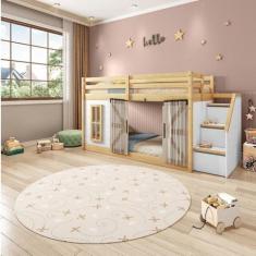 Imagem de Beliche Montessoriana Garden com Cortina Barn com LED Casatema