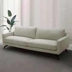 Imagem de Sofá Decorativo Thalia 3 Lugares Sala de estar 240cm Pés em Aço Couro 