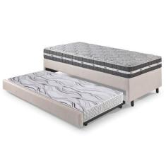 Imagem de Bicama Box Solteiro material sintético Linho Areia 88x188x28 cm com Co