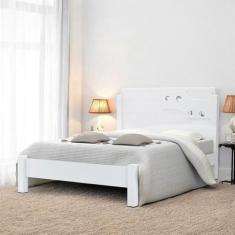Imagem de Cama Casal com Aplique Espelho Colônia Branca - Mobiliar Home Shop