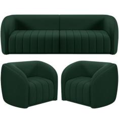 Imagem de Kit Sofá 4 Lugares Para Sala 292cm Com 02 Poltronas Lazio M03 Veludo V