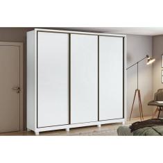 Imagem de Guarda Roupa 3 Portas de Correr e 6 Gavetas c/ Pés Spazio Branco - Lopas