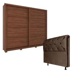Imagem de Guarda Roupa Casal Palace Castanho com Cabeceira Daiana 160 cm Marrom – Henn 