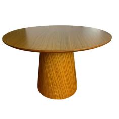 Imagem de Mesa Cone de Centro para Sala de Estar Tampo 60 cm MDF Freijó e Base em Madeira Natural Freijó