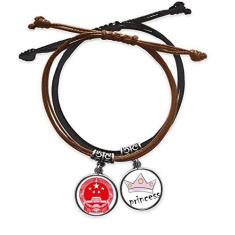 Imagem de DIYthinker Pulseira de couro com símbolo vermelho e corrente de mão com emblema nacional chinês