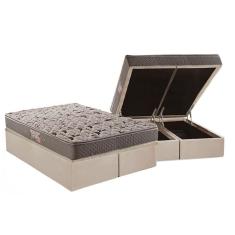 Imagem de Cama Box Baú Queen: Colchão Espuma Herval AG65 Fort Black Firme Pillow Top + Base CRC Suede Clean(158x198)