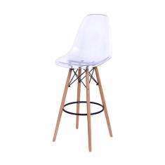 Imagem de Banqueta Boxbit Dkr Eames Policarbonato Incolor Base Madeira