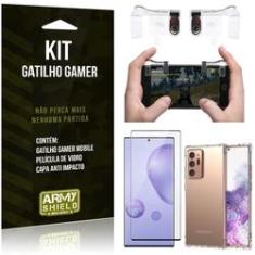 Imagem de Kit Gatilho Gamer Galaxy Note 20 Ultra Gatilho + Capa Anti Impacto + Película Vidro 3D - Armyshield