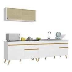 Imagem de Armário de Cozinha Compacta 270cm Veneza Multimóveis V2077 Branco/dourado