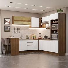 Imagem de Cozinha Completa de Canto Madesa Glamy 504001 com Armário e Bancada (s/Tampo e Pia) - Rustic/branco