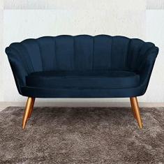 Imagem de Namoradeira Estofada Decorativa Para Recepção Pétala Veludo Azul Marinho - LM DECOR