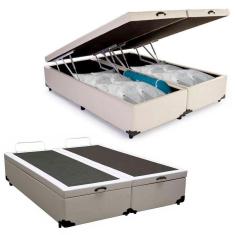 Imagem de Cama Box Baú Queen Bipartido Sintético Sereneprime Branco 158x198x44