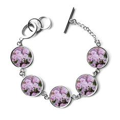 Imagem de DIYthinker Pulseira de flores lindas e brancas rosa com pingente de corrente