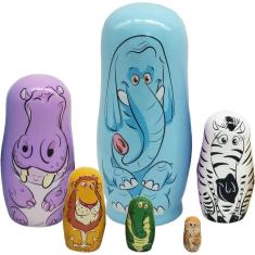 Imagem de Bonecas de Ninho animal para crianças brinquedos de empilhamento de madeira feitos à mão