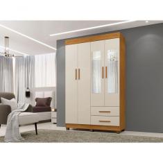 Imagem de Roupeiro Copacabana New 4 Portas 2 Gavetas E Espelho Benetil Cor:cinamomo/off