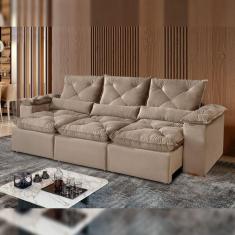 Imagem de Sofá Retrátil e Reclinável 5 Lugares 270cm Londres Plus Bege