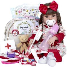 Imagem de Boneca Bebê Tipo Reborn Gatinha Realista Com Vários Itens - Cegonha Re