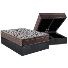 Imagem de Cama Box Baú King: Colchão Molas Ensacadas Ortobom SuperPocket Physical + Base crc Suede Gray(193x203)