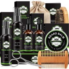 Imagem de Kit de barba LOKDLAWEN para homens com sabonete, condicionador, óleo e