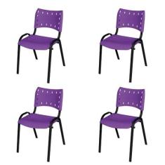 Imagem de Kit 4 Cadeiras Iso Fixa Tubular Igreja Escritório Sorveteria Empilháve