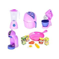 Imagem de Kit Cozinha Infantil Brinquedo Menina Comidinha Rosa 14Pc - Altimar