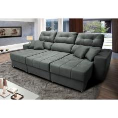 Imagem de Sofá Retrátil E Reclinável Cama Inbox Diamond 2,52m Tecido Suede Velusoft Cinza