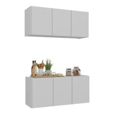 Imagem de Kit Armário De Cozinha E Balcão 3 Portas Multimóveis Mp2164 Branco Branco