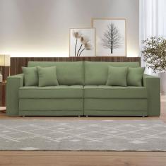 Imagem de Sofá Cama 3 Lugares Noel Retrátil 20591 Boucle Verde - Celflex