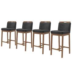 Imagem de Conjunto 4 Banquetas Madeira Maciça Dani Nogueira Tec Algodão