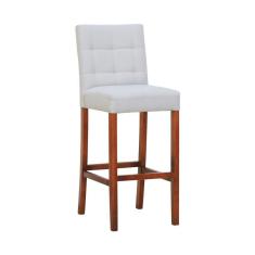 Imagem de Banqueta Alta Bistrô Estofada Londres - Amêndoa Linho Bege