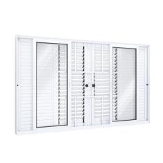 Imagem de Janela Veneziana Alumínio de Correr Central Flex 4 Folhas Móveis e 2 F