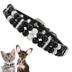 Imagem de Coleiras de pérolas para cães, chiques de cristal, strass, luxuoso, com contas, para cães pequenos, médios, fêmeas, gatos, joias para animais de estimação de diamante, para festa de casamento,