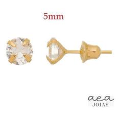 Imagem de Brincos Adulto/Infantil Com Pedra Zircônia 5mm Ouro 18K - Aea Caribe
