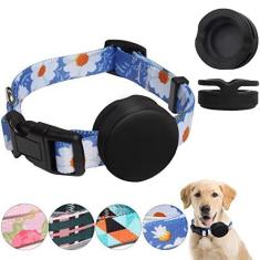 Imagem de Suporte de rastreador de coleira para Apple AirTag, coleira de ar com fivela durável de encaixe rápido, coleira de imitação de nylon com suporte de silicone à prova d'água para cães pequenos, médios e